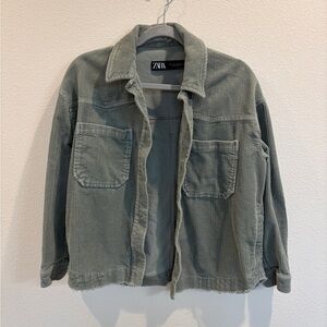 Zara Light Green Corduroy Jacket